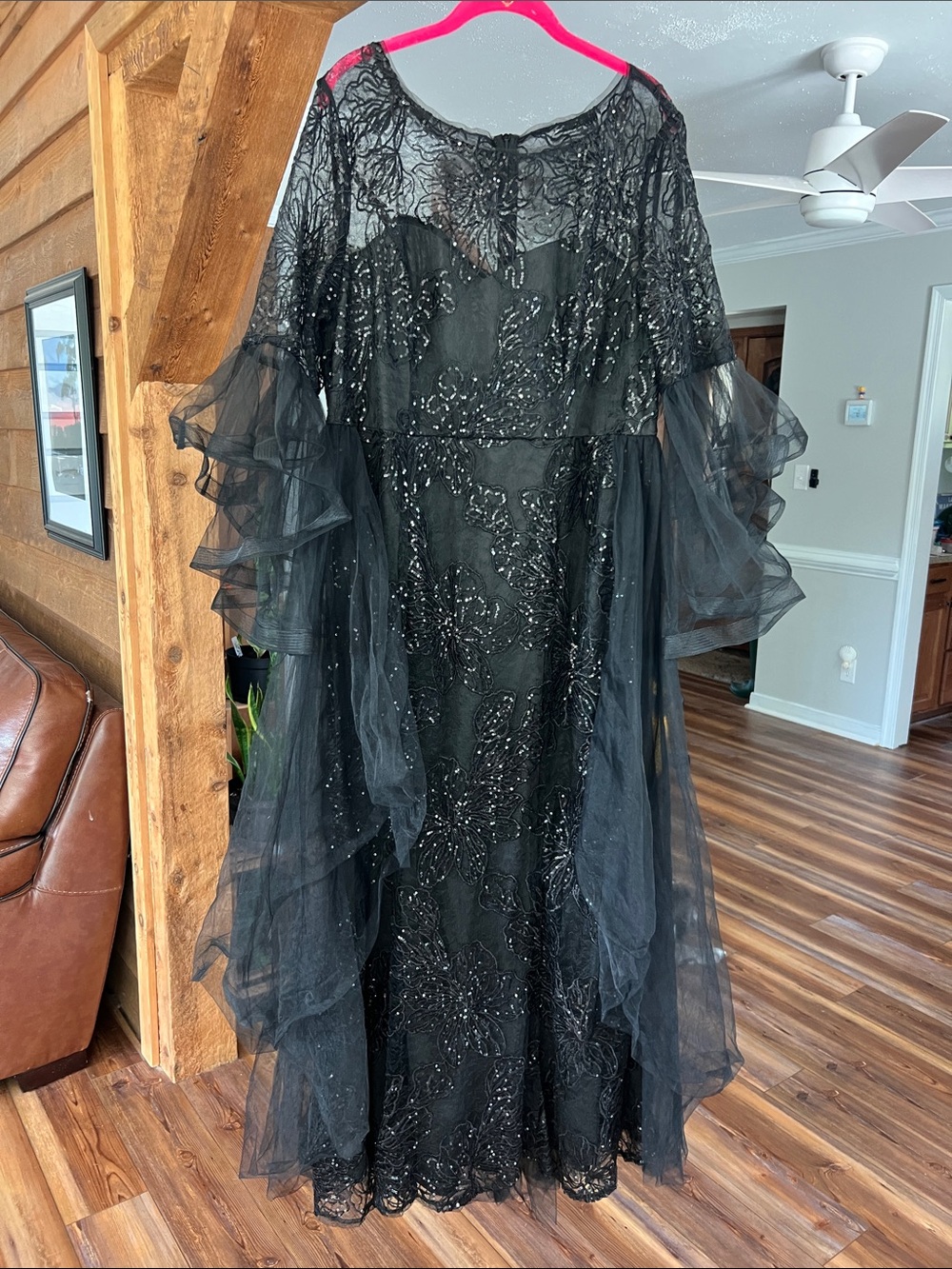 SHEIN Belle Plus Layered Sleeve Embroidery Mesh Dress - Picture 4 of 13